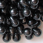 8mm Black Luster Teardrop Beads [50]