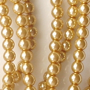 4mm Gold-Colored Round Glass Pearls [118+]