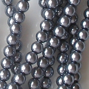 4mm 'Storm' Blue Round Glass Pearls [118+] (see Comments)