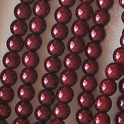 4mm Burgundy Red Round Glass Pearls [118+] (see Comments)