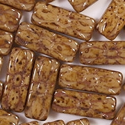 20mm Brown Picasso Patterned Rectangle Beads [20]