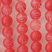 8mm Red Striped Matte Round Beads [50]