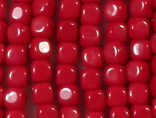3.5mm Opaque Red Cube Beads [100] (see Comments)