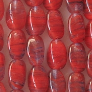 12mm Red Swirl Twisted Oval Beads [50] (see Defects)