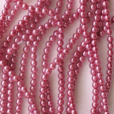 4mm Mauve Round Glass Pearls [118+] (see Comments)