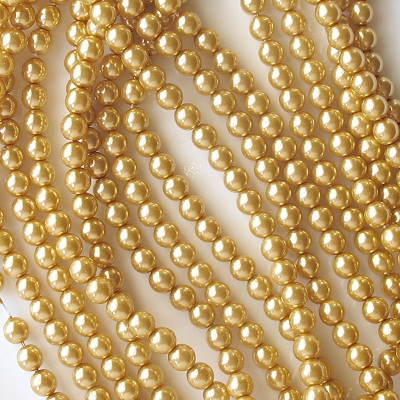 6mm Gold-Colored Round Glass Pearls [75]