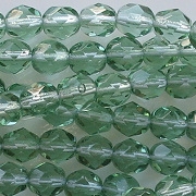 6mm Light Prairie Green Faceted Round Beads [50]