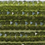 3x6mm Olive Green Faceted Rondelle Beads [50]