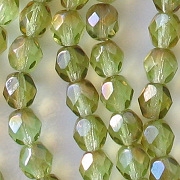 6mm Chrysolite-Green Celsian Faceted Round Beads [50]