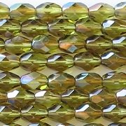 7mm Olive Green Celsian Faceted Oval Beads [50]