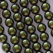 6mm Dark Olive Green Round Glass Pearls [75] (see Comments)
