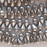 6mm Silver-Colored Teardrop Beads [100]