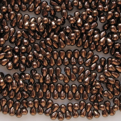 6mm Dark Bronze Glass Teardrop Beads [100]