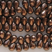 6mm Dark Bronze Glass Teardrop Beads [100]