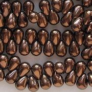 6mm Dark Bronze Glass Teardrop Beads [100]