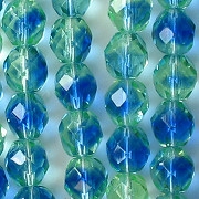 8mm Green/Sapphire Givre Faceted Round Beads [50]