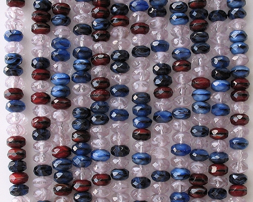 4x7mm Pink/Red/Blue Faceted Rondelle Beads [50]