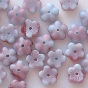 3x8mm Light Blue/Raspberry Matte Flower Beads [50]