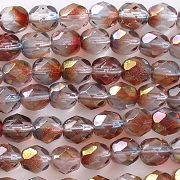 6mm Clear/Fuchsia/Gold Faceted Round Beads [50]