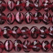 6x9mm Cranberry Striped Faceted Rondelle Beads [20]