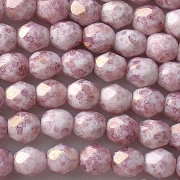 6mm Pink Mottled Faceted Round Beads [50]