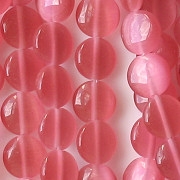 8mm Rosy Pink Cat's Eye Tablet Beads [50] (see Comments)