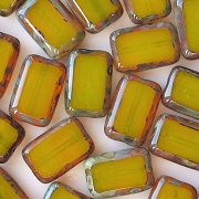 12mm Yellow Swirl Picasso Polished Rectangle Beads [20] (see Comments)