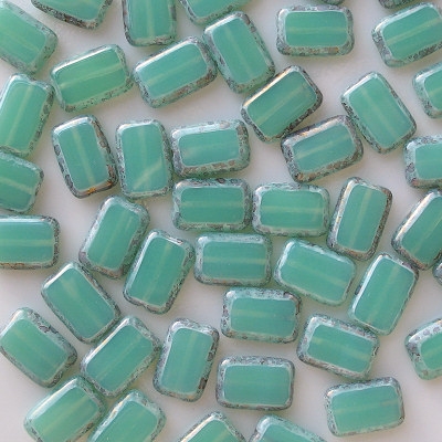 12mm 'Seafoam' Polished Rectangle Beads [18] (odd lot)