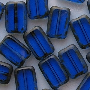 12mm Sapphire Blue Picasso Polished Rectangle Beads [20]