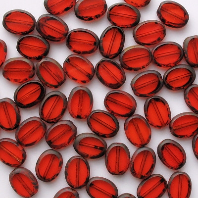 12mm Red Picasso Polished Oval Beads [20] (see Comments)