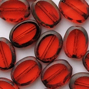 12mm Red Picasso Polished Oval Beads [20]