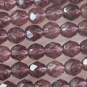 6mm Amethyst Swirl Faceted Round Beads [50]