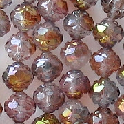 7x8mm Amethyst/Fuchsia/Gold Faceted Rosebud Beads [25]