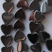 8mm Hematite Flat Heart Beads [50]