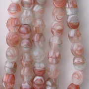 4mm Red/White Swirl Faceted Matte Beads [100]