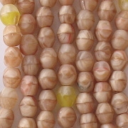 4mm Beige Swirl Faceted Matte Beads [100]