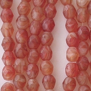 4mm Red Swirl Matte Faceted Round Beads [100]