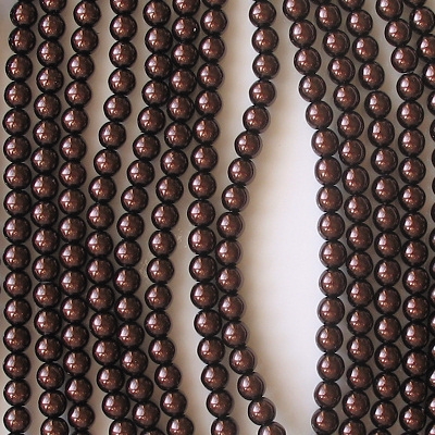 4mm Chocolate Brown Round Glass Pearls [118+]