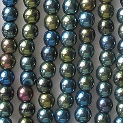 4mm Dark Green Iris Round Beads [100] (see Comments)