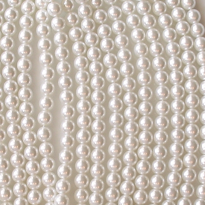 6mm White Round Glass Pearls [75]